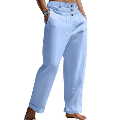 Pantalon de plage confortable en coton et lin pour hommes, sangle droite, haute qualité, décontracté, printemps et automne, nouvelle mode, 2025