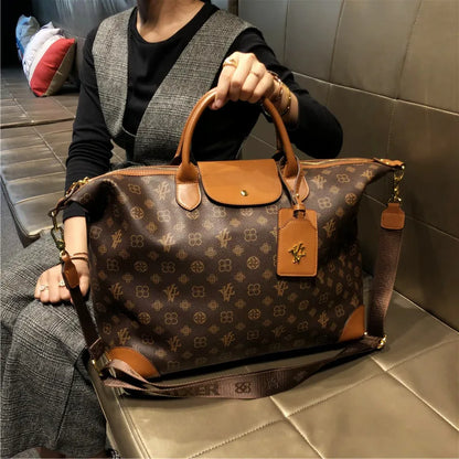 Sacs pour femmes authentiques de grande capacité de Hong Kong, sacs fourre-tout à la mode, en cuir véritable, sacs de voyage à bandoulière populaires.