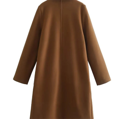 UNIZERA2023-Manteau mi-long pour femme, col trempé, col rabattable, manteau Open Smile, polyvalent, nouveau, automne et hiver