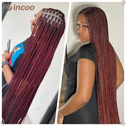 Perruques tressées synthétiques pour femmes noires perruque pleine dentelle tresse africaine sans noeud boîte tresses cheveux avant de lacet perruques pas cher Cornrow tresses