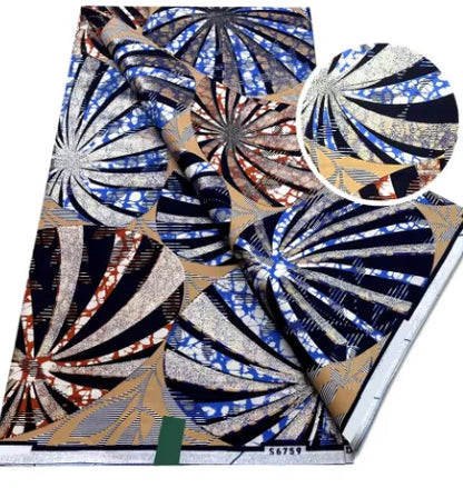 Tissu africain en cire de coton, très bonne qualité, nouvelle grande cire Ankara brillante Pagne, couleur grise, brillant doré, trucs Batik, 6 mètres