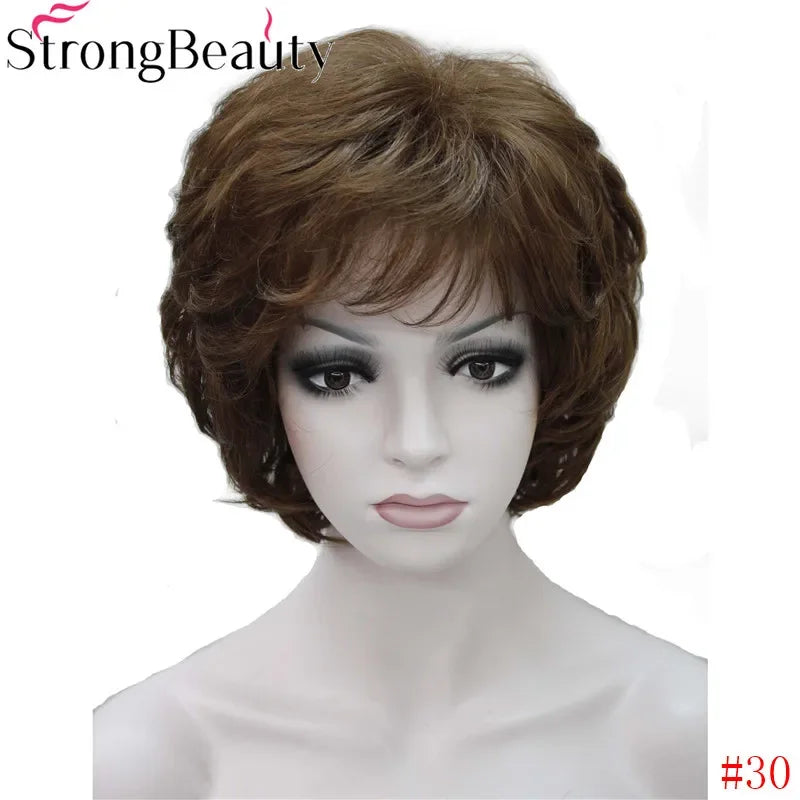 Forte beauté dames perruques courtes ondulées cheveux blonds dorés pour les femmes synthétique Capless perruque 16 couleurs