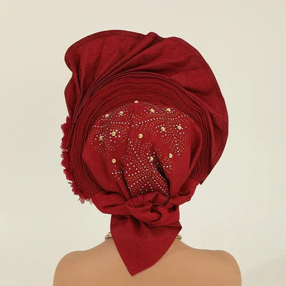 Turban africain nigérian, Bonnet Hijab Auto Gele, couvre-chef déjà fabriqué Sego Gele, bandeau pour fête de mariage