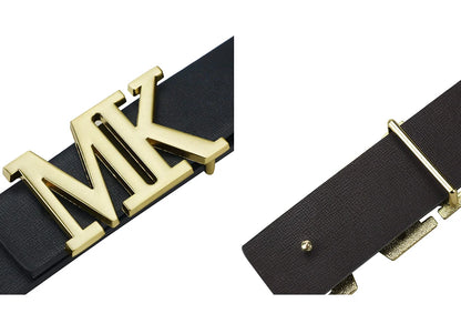 Maikun Ceinture réversible en cuir PU pour homme avec boucle noire rotative pour la Saint-Valentin