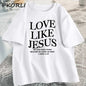 Amour comme jésus t-shirts chrétiens T-shirt religieux à base de foi décontracté à manches courtes femme vêtements Streetwear col rond vêtements
