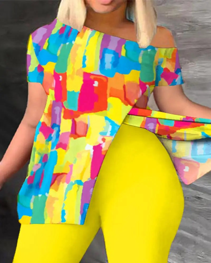 Ensemble 2 pièces imprimé pour femme, nouvelle collection printemps et été