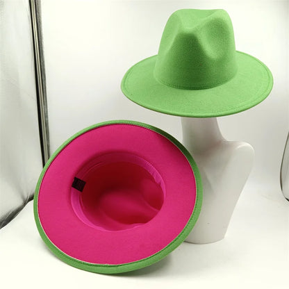 Chapeau Fedora à larges bords pour hommes et femmes, chapeau en feutre ander, chapeau d'église, laine douce, grande taille, DN, britannique, 60cm