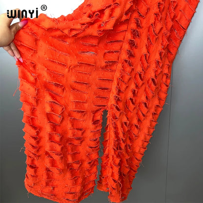 WINYI été Original ajouré ample denim combinaison mode couvrir