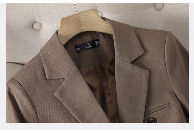 Costume Blazer Bleu Décontracté pour Femme, Tenue de Bureau, Manches sulf, Veste à Bouton Unique, Ensemble 2 Pièces, Chic, Mode, Pantalon, Élégant