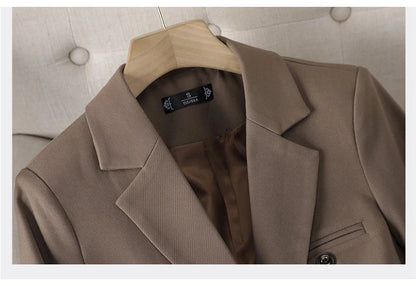 Costume Blazer Bleu Décontracté pour Femme, Tenue de Bureau, Manches sulf, Veste à Bouton Unique, Ensemble 2 Pièces, Chic, Mode, Pantalon, Élégant