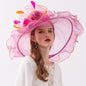 Femmes élégantes chapeau de soleil Organza Fedoras été chapeaux de soleil femmes Kentucky Derby large bord casquette de plage mariage Cocktail thé fête chapeaux