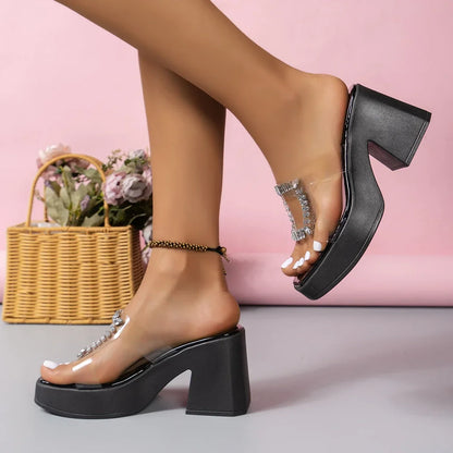 Sandales Escarpins Transparentes à Talons Hauts pour Femme, Chaussures d'Été en PVC, Nouveau Design, 2023