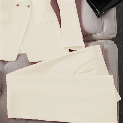 Décontracté à manches longues Blazer pantalon ensembles costumes pour femme 2025 mode 2 pièces ensemble pour femmes bureau dame manteaux vestes