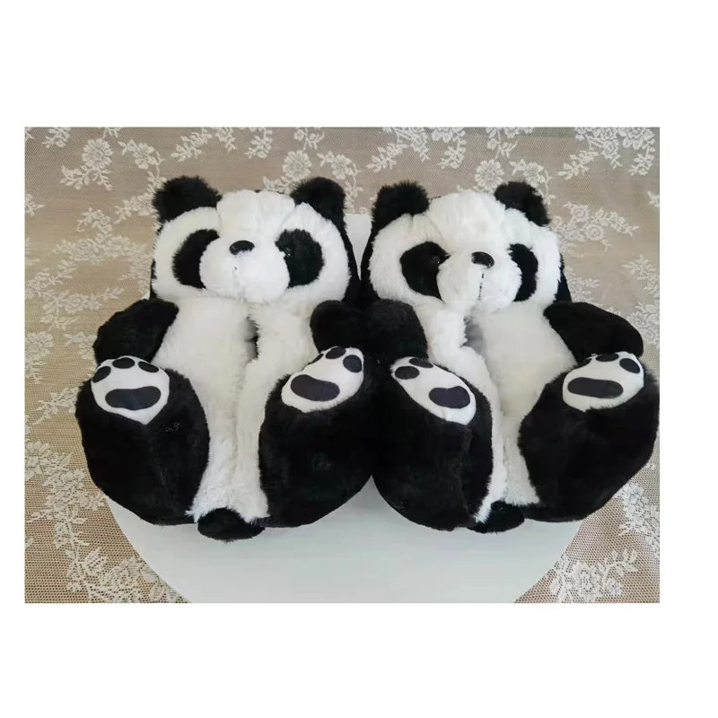 Pantoufles roses en fourrure d'animal à enfiler, chaussures d'ours moelleuses pour la maison, pantoufles d'intérieur chaudes et pelucheuses, tongs de maison, expédition rapide