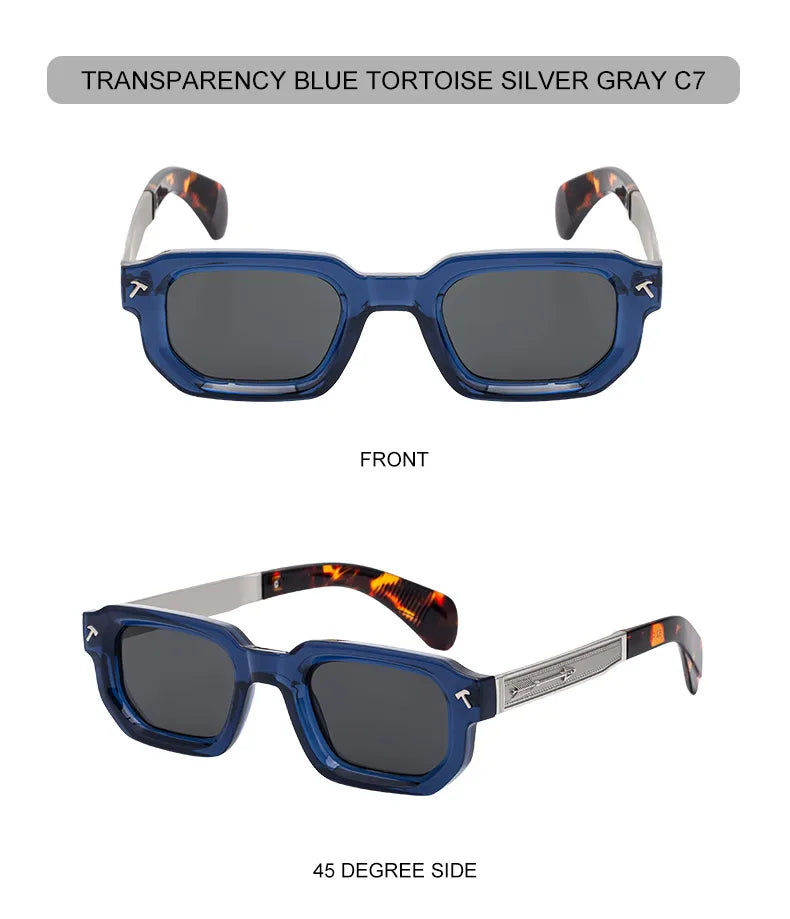 Polarisées Carré Punk lunettes de Soleil Hommes 2025 De Luxe Marque Classique Rectangle Lunettes De Soleil UV400 Conduite Lunettes De Mode En Plein Air Nuances