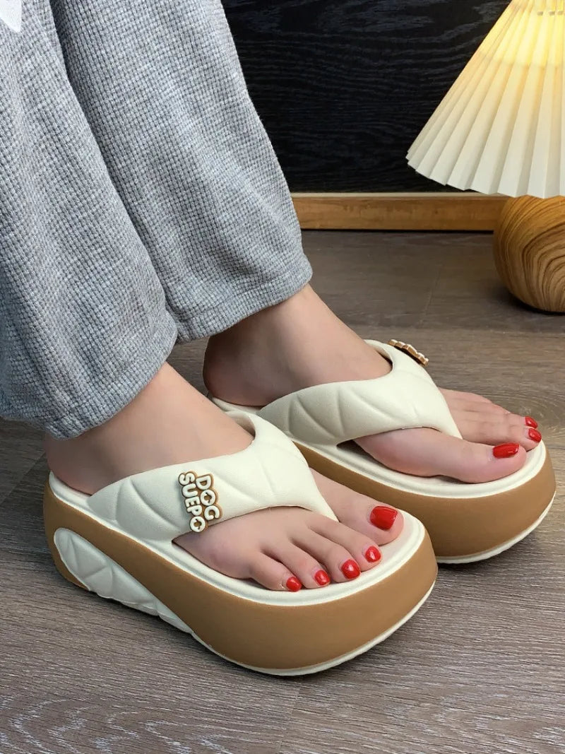 Pantoufles pour femmes mode plate-forme pantoufle été hauteur augmentant EVA pantoufle en plein air chaussures de plage décontractées pour femmes tongs