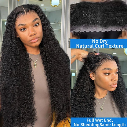 Perruque Lace Closure Wig sans colle bouclée, cheveux naturels, Deep Wave, HD, 13x6, pre-à-porter, densité 200