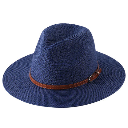 56-58-59-60CM nouveau chapeau de paille de forme souple Panama naturel été femmes/hommes casquette de soleil de plage à large bord Protection UV chapeau Fedora
