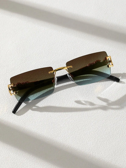 Lunettes de soleil rectangulaires sans cadre, lunettes de soleil personnalisées, à la mode, 03/Life, 1/2 pièces