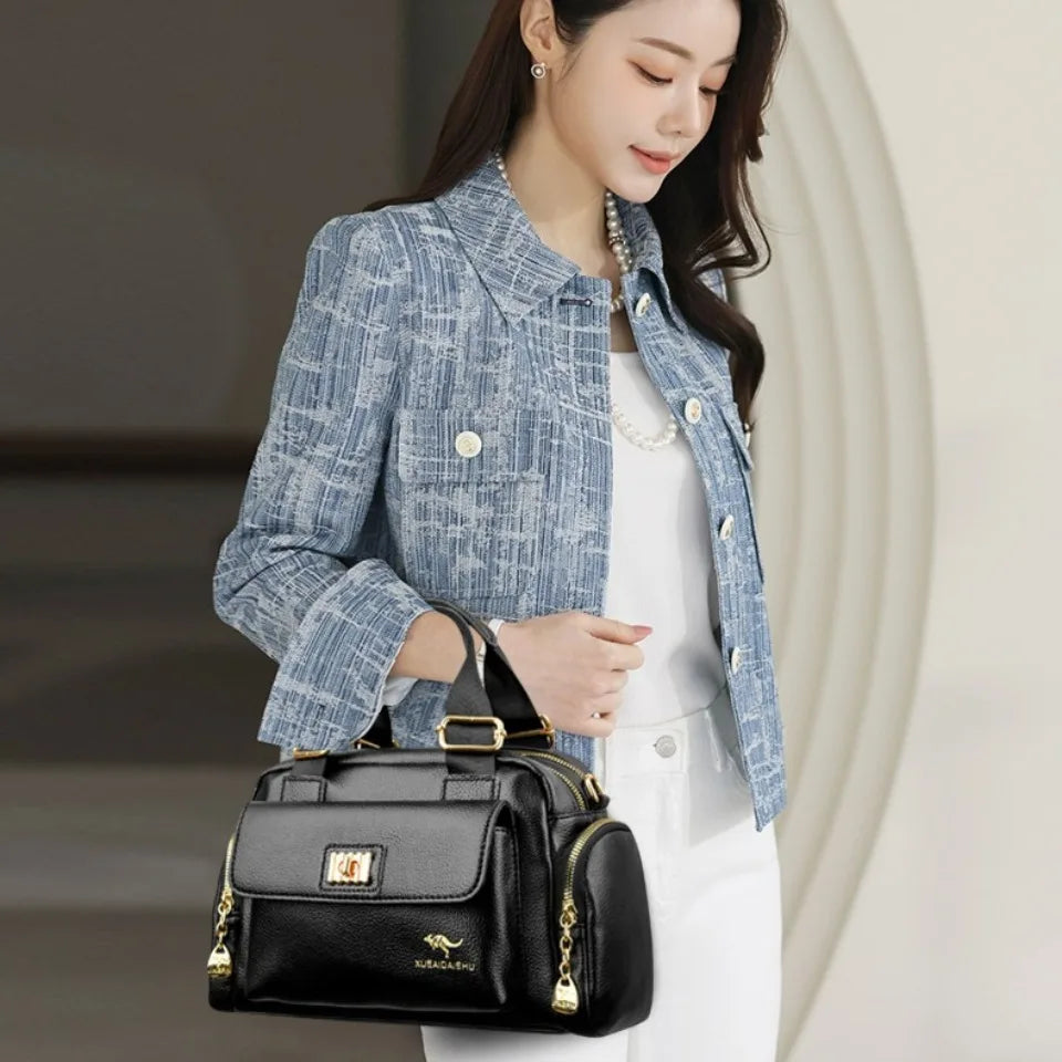 Sac à bandoulière en cuir PU de haute qualité pour femmes, fourre-tout, sacoche multi-poches pour les déplacements quotidiens