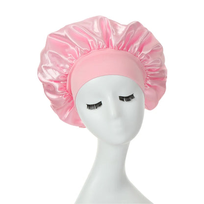 2 pièces lait Imitation soie large bord Satin tissu femmes cheveux chapeau Bonnet bande élastique chapeaux bonnets pour les femmes