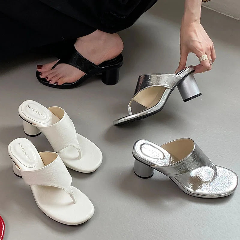 Chaussures rouges mode talons ronds dames pantoufles femmes tongs élégantes femmes pantoufles à talons sandales diapositives chaussures pompes