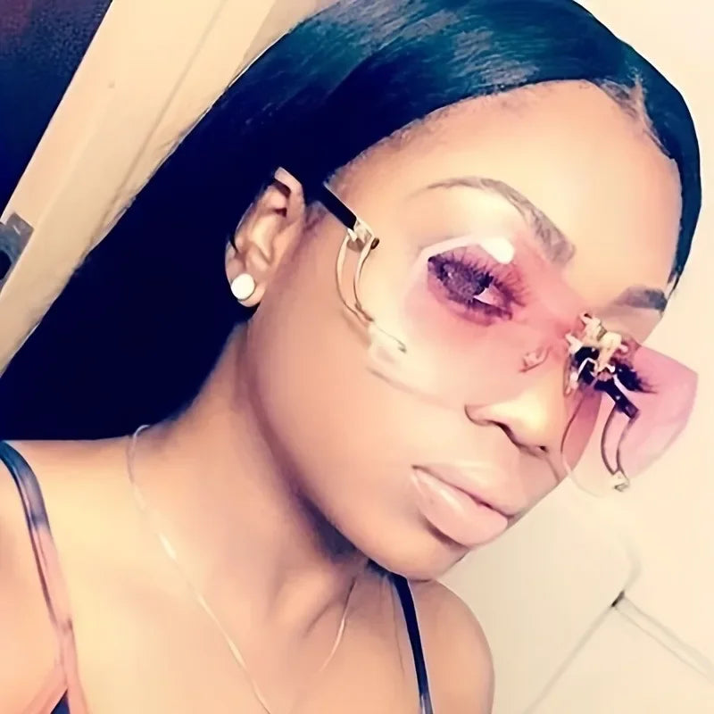 Lunettes de soleil sans bords irrégulières pour femmes, monture en alliage de styliste, surdimensionnées, dégradées, mode féminine, nuances claires, nouvelle collection 2025
