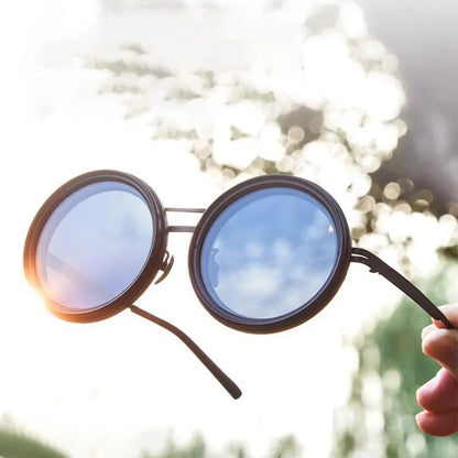 Lunettes de soleil à gradation réglable ND9, rétro Punk rondes pour hommes, pêche en plein air, polarisées UV400, pour la conduite et la pêche