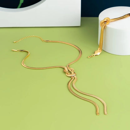 2 pièces/ensemble Sexy lisse longue serpent torsadé chaîne collier Bracelet pour femmes Vintage Goth gland tour de cou Y2K bijoux accessoires nouveau