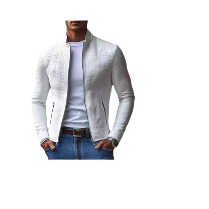 Veste à col roulé à manches longues pour hommes, manteau à fermeture éclair, coupe standard régulière confortable, poches solides, mode décontractée, document, automne, hiver