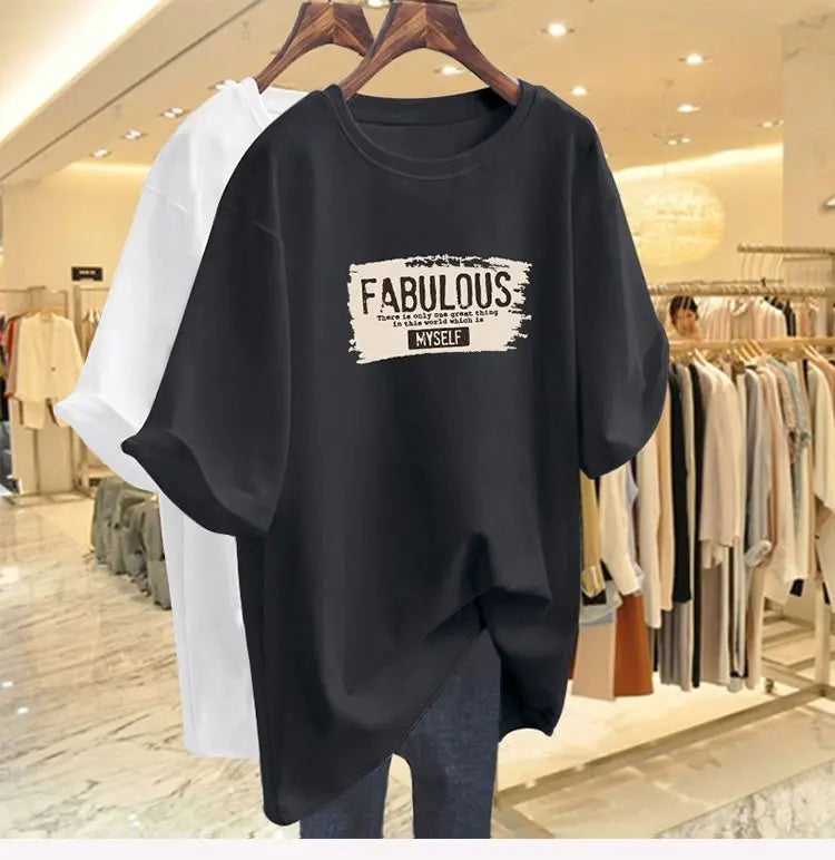 T-shirt à manches courtes et col rond pour femmes, t-shirts basiques en pur coton, t-shirt décontracté, pulls College de lettres, mode élégante d'été, 45-105 noix