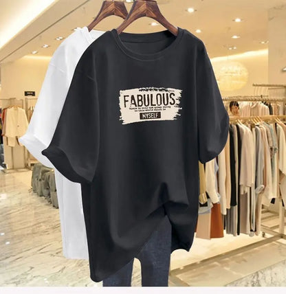 T-shirt à manches courtes et col rond pour femmes, t-shirts basiques en pur coton, t-shirt décontracté, pulls College de lettres, mode élégante d'été, 45-105 noix