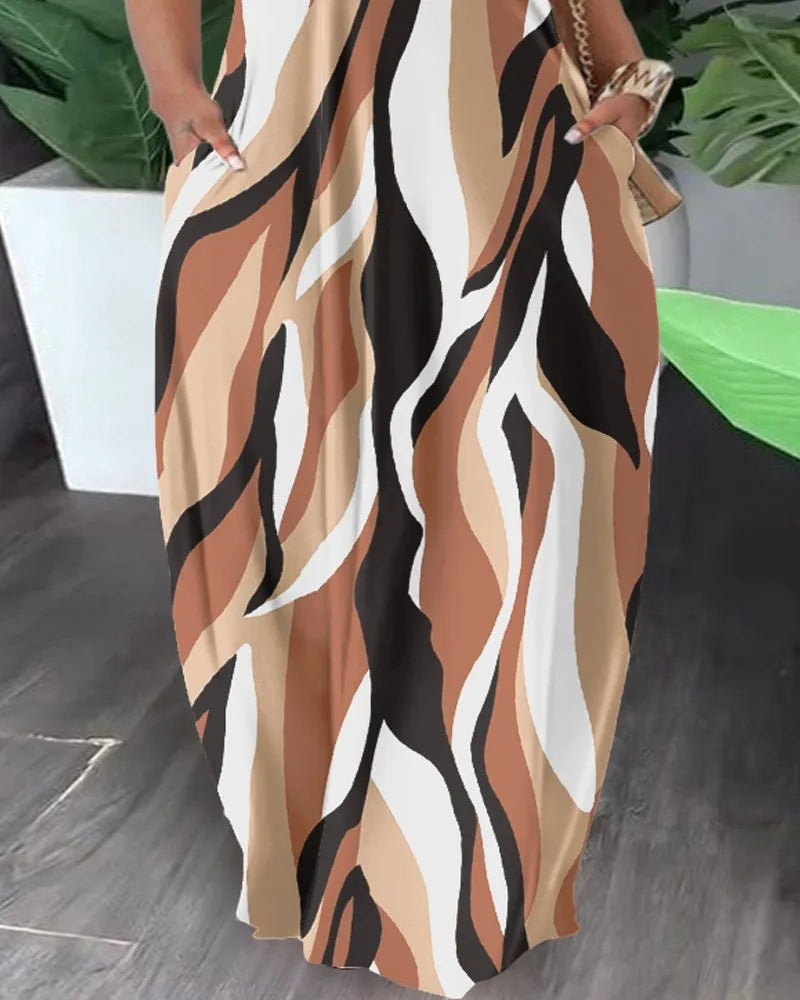 BERAKAH SUPRÊME -6 Robe longue en Polyester imprimé pour femmes africaines, Sexy, mode, manches courtes, Maxi, été, 2023