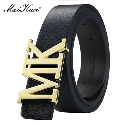 Maikun Ceinture réversible en cuir PU pour homme avec boucle noire rotative pour la Saint-Valentin