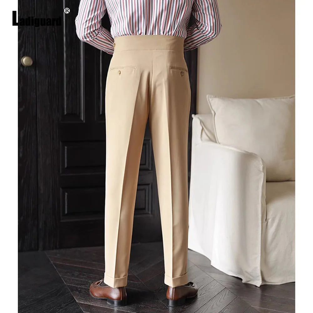 2025 hommes Stand poche mode Naple pantalon solide blanc kaki pantalon hommes élégant pantalon droit mâle cheville longueur bas nouveau