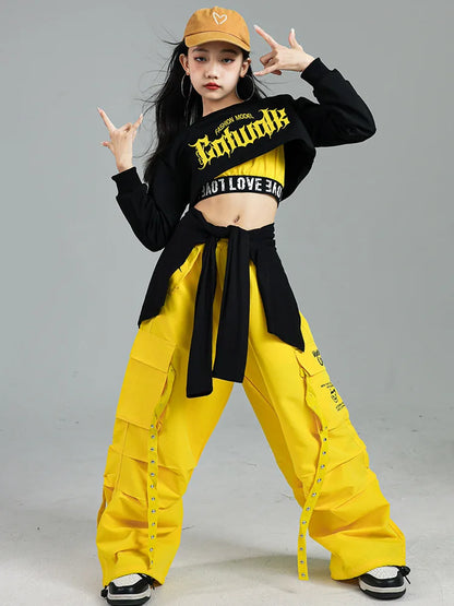 Ensemble de vêtements Hip Hop pour filles, haut court K-pop, pantalon cargo, cardigan de danse de rue pour enfants, streetwear pour enfants, groupe de filles, vêtements de jazz, mode
