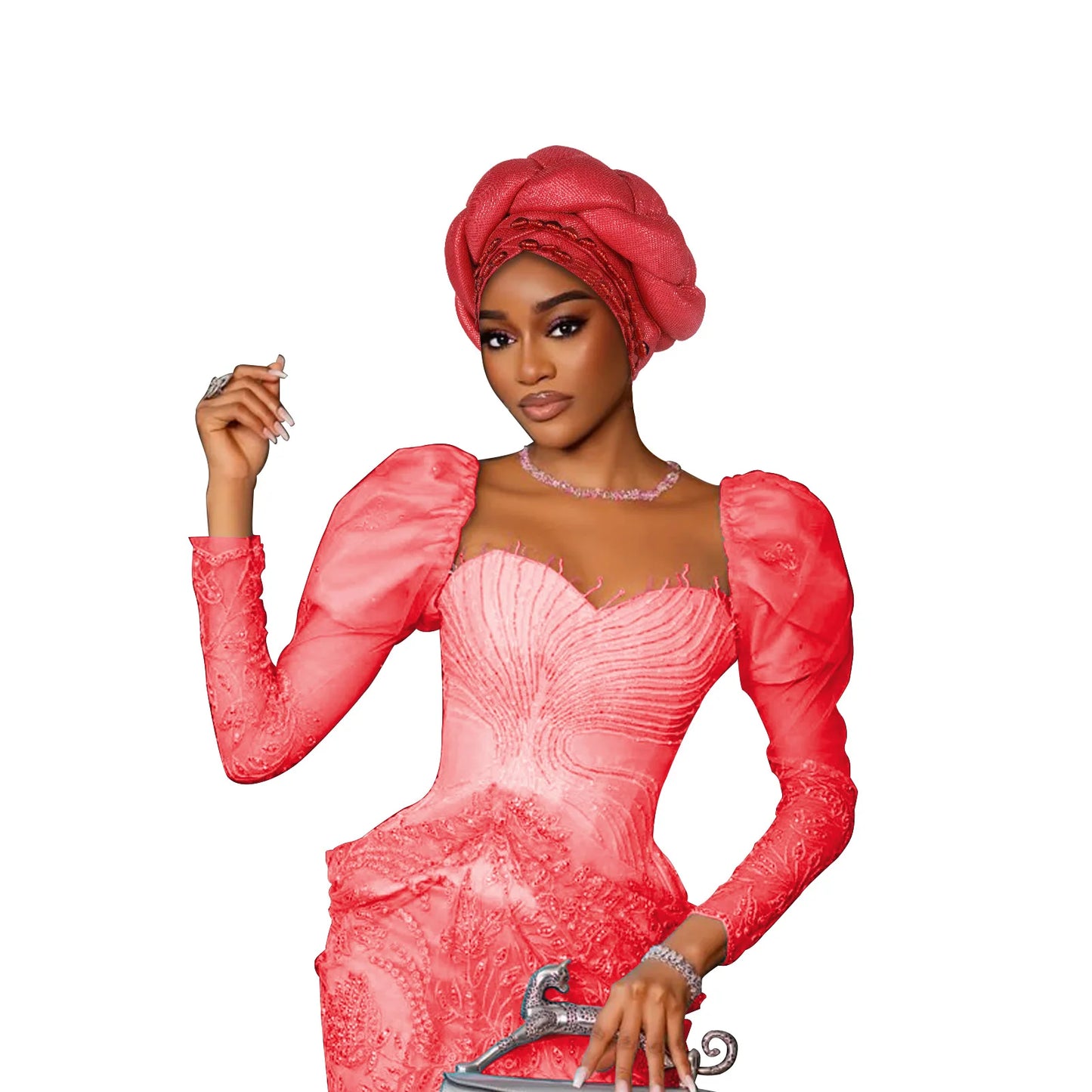 Couvre-chef africain Auto Gele déjà fabriqué, Turban brillant pour femmes, Hijab nigérian tressé, couvre-chef pour fête de mariage