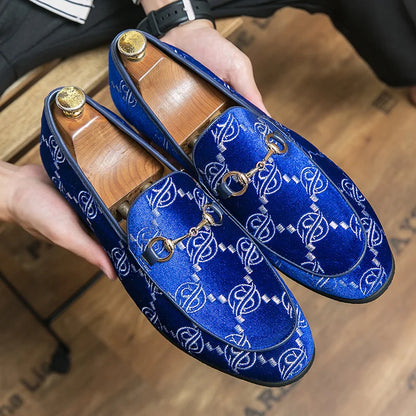 Mocassins de Luxe en Cuir Suédé pour Homme, Chaussures de Grande Taille, Décontractées, de Styliste, pour Robe de Mariée, Plates, Bleues