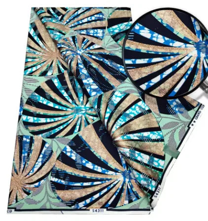 Tissu africain en cire de coton, très bonne qualité, nouvelle grande cire Ankara brillante Pagne, couleur grise, brillant doré, trucs Batik, 6 mètres