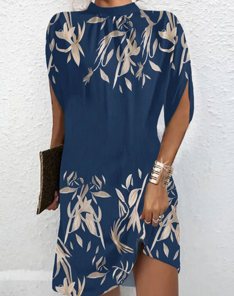 Mini robe décontractée à col rond pour femmes, nouvelle mode, imprimé Tie Dye, élégante, manches chauve-souris, ample, été, 2023