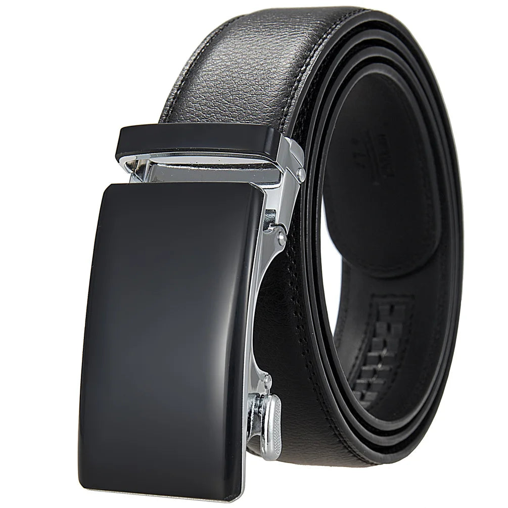 Ceinture de surintendant en cuir de vache véritable pour homme, accessoire de marque, décontracté, automatique, noir, rouge, marron