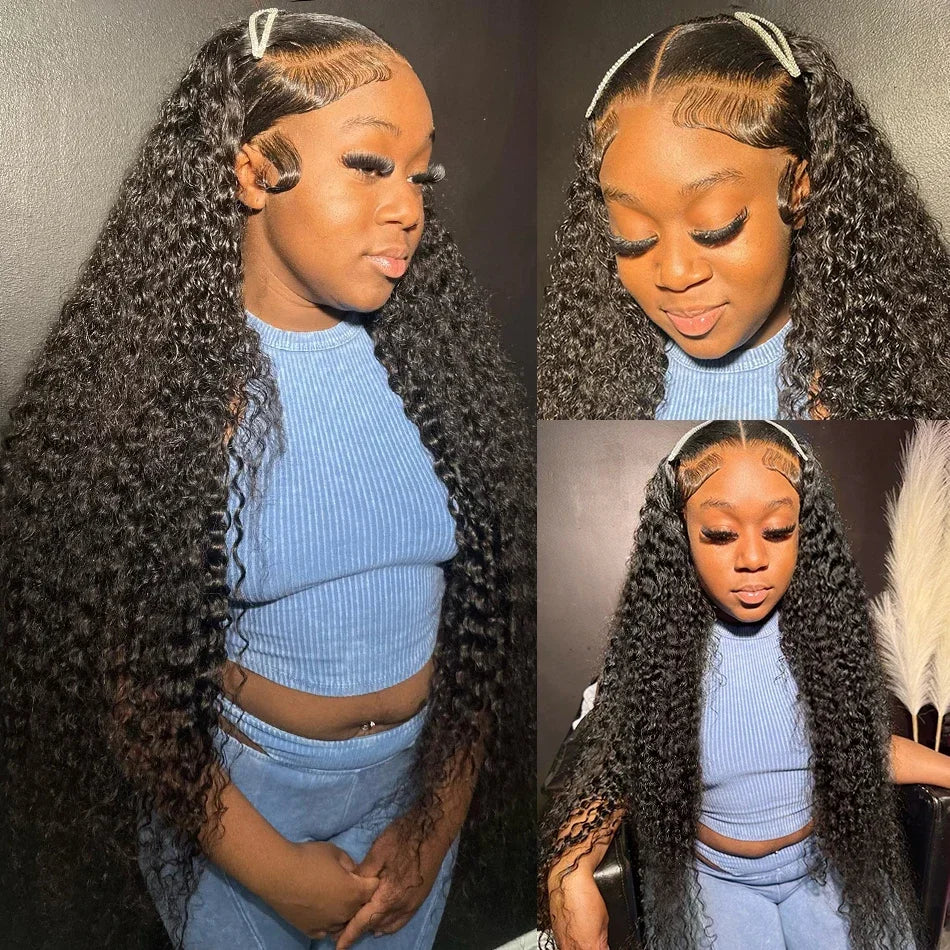Perruque Lace Closure Wig sans colle bouclée, cheveux naturels, Deep Wave, HD, 13x6, pre-à-porter, densité 200
