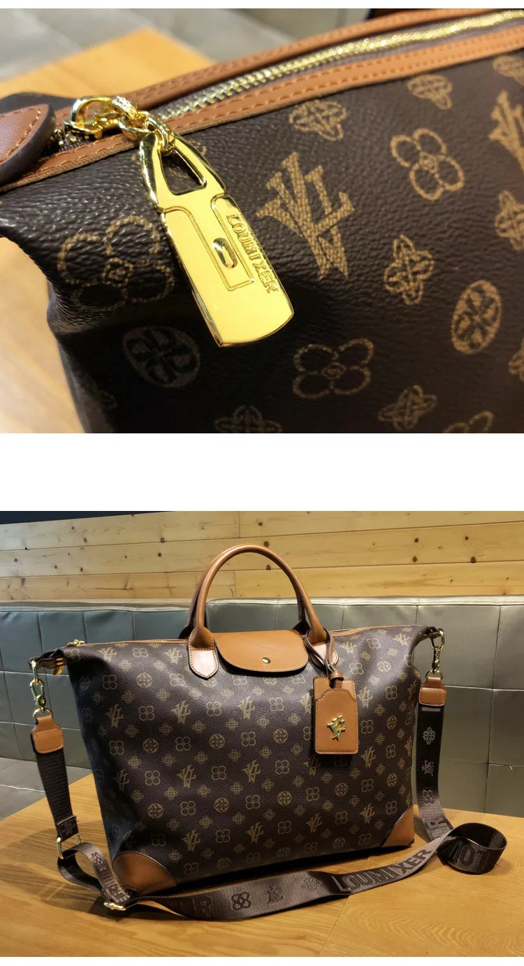 Sacs pour femmes authentiques de grande capacité de Hong Kong, sacs fourre-tout à la mode, en cuir véritable, sacs de voyage à bandoulière populaires.