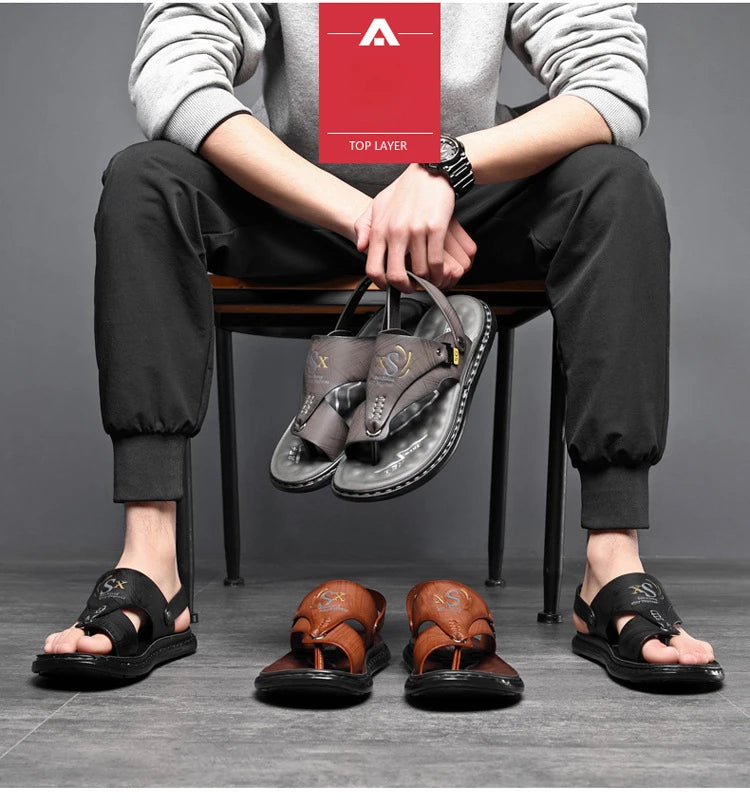 Marque hommes sandales été à semelles souples anti-dérapant chaussures de plage mâle en plein air confortable hommes pantoufles de luxe de haute qualité sandalias