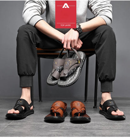 Marque hommes sandales été à semelles souples anti-dérapant chaussures de plage mâle en plein air confortable hommes pantoufles de luxe de haute qualité sandalias