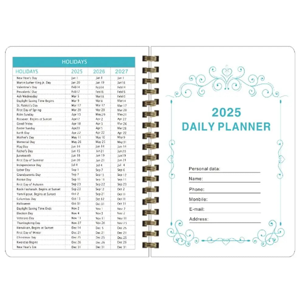 Anglais A5 Agenda livre à faire liste prendre des Notes 2025 calendrier planificateur bloc-Notes 12 mois Agenda hebdomadaire académique 365 jours bloc-Notes