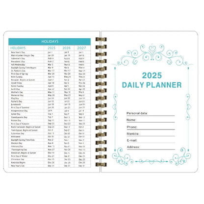 Anglais A5 Agenda livre à faire liste prendre des Notes 2025 calendrier planificateur bloc-Notes 12 mois Agenda hebdomadaire académique 365 jours bloc-Notes