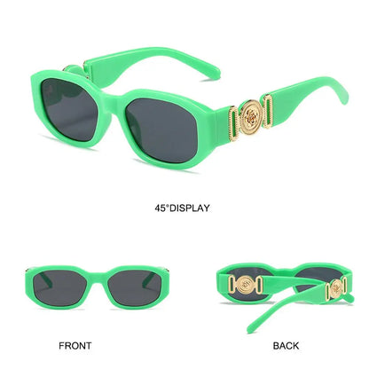 Lunettes de soleil Y2K irrégulières pour femmes et hommes, monture optique, nuances vintage, protection UV, design rose en métal, été