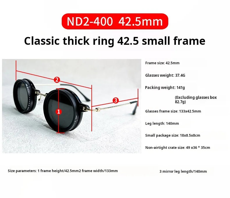 Lunettes de soleil de pêche à gradation réglable à 9 niveaux ND2-400 lunettes de soleil polarisées UV anti UV filtre ND avec ensemble de étuis à lunettes