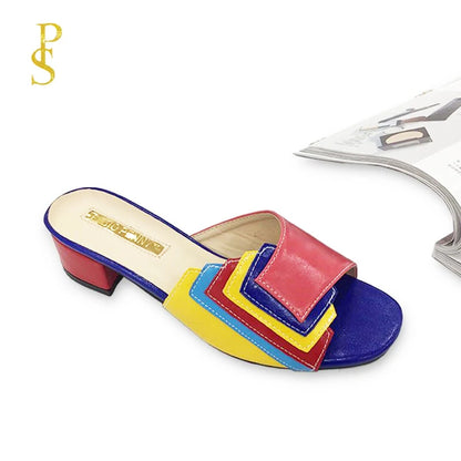 FABIO PENN2025 pantoufles pour femmes à la mode, élégantes, multicolores et confortables, sandales à talons mi-hauts exquises pour les fêtes en plein air